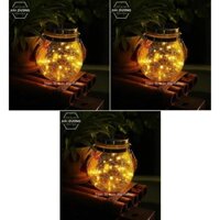 Combo 3 Lọ Thủy Tinh Đèn Led Treo Cây Năng Lượng Mặt Trời MT-145 đom đóm decor lạ mắt 3m 30 mắt - BH 1 năm - Siêu sáng