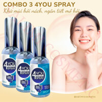 COMBO 3 Lọ Xịt Khử Mùi Toàn Thân 4YOU SPRAY 30ml Giúp Ngăn Tiết Mồ Hôi, Khử Mùi Nách, Không Ố Vàng Áo