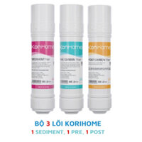 Combo 3 lõi lọc Korihome giúp loại bỏ mùi hôi và các hóa chất hữu cơ (Sediment/ Pre-Carbon/ Post Carbon)