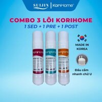Combo 3 Lõi Lọc Korihome Gồm 1 Sediment + 1 Pre Carbon + 1 Post Carbon Nhập Khẩu Hàn Quốc Cắm Nhanh Dạng U