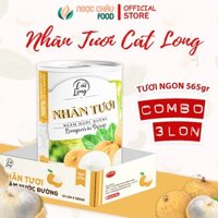 Combo 3 lon nhãn tươi ngâm nước đường Cát Long 565g nguyên liệu thiên nhiên