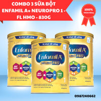 Combo 3 lon Sữa Bột Enfamil A+ Neuropro 1 - FL HMO Vị Nhạt Dễ Uống – 830g