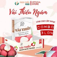 Combo 3 lon vải thiều tươi ngâm nước đường Cao cấp Quả To Cát Long 565gr