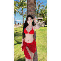 Combo 3 Mảnh Đồ Bơi Tam Giác Kèm Khăn Quấn Mông,HM Bikini