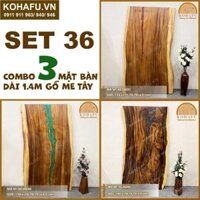 COMBO 3 MẶT BÀN DÀI 1.4M GỖ ME TÂY NGUYÊN TẤM KẾT HỢP EPOXY - SET 36