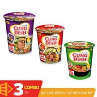 Combo 3 mì ly Cung Đình Lẩu tôm Bò Hầm mix 3 vị mì sợi khoai tây trứng 65gr
