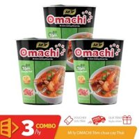 Combo 3 mì ly khoai tây Omachi Tôm chua cay Thái ly 66g x3