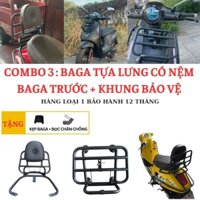 combo 3 món baga xe điện VinFast EVO200 có đệm gồm : Baga tựa lưng có đệm + Baga trước + Khung bảo vệ