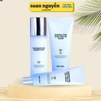 Combo 3 món bộ trắng da kim cương PrettySkin gồm nước hoa hồng, kem dưỡng trắng và kem chống nắng