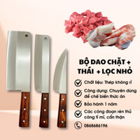 Combo 3 Món Dao Bếp Chặt+Thái+Lọc Nhỏ Từ Thép Không Gì Cao Cấp