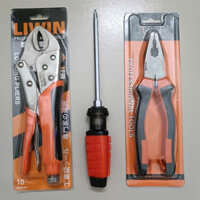 Combo 3 món đồ nghề cho thợ gồm kìm điện (kìm bằng) 8 inch, tua vít chống trơn 2 đầu 6 ly 1 tất rưỡi, kìm bấm chết bọc
