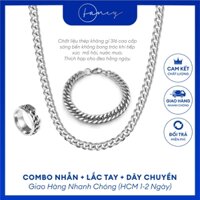 Combo 3 món Fancy - Lắc tay nam titan thời trang kèm nhẫn xoay và dây chuyền xích nam titan không gỉ