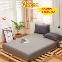 combo 3 MÓN ga trải giường cotton TICI 💖m2, m4, m6x2m, m8x2m 💖, drap trải nệm dưới 10cm - Queendecor