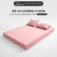 Combo 3 Món Lụa Tencel Ga Giường 1m2 x 2m và 2 vỏ gối nằm AOICONCEPT cao cấp Hàn Quốc nhiều màu