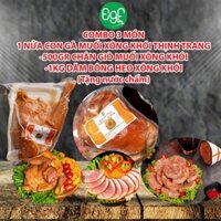 Combo 3 Món Nửa Con Gà Muối Xông Khói Thịnh Trang, 500GR Chân Giò Muối Xông Khói Và 1KG Dăm Bông Heo Xông Khói