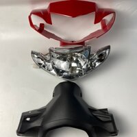 Combo 3 món ốp đầu xe Sirius Hello : ốp đầu, gáy đen và pha đèn kèm bóng