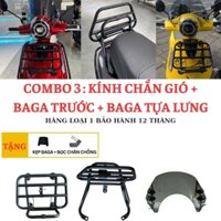 combo 3 món xe điện VinFast evo200 gồm Baga trước + Baga tựa lưng + Kính chắn gió