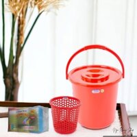 (Combo 3 món) Xô nắp 16L + Sọt tròn nhỏ Duy Tân.Kèm 1 bịt túi rác tiểu (1kg) Combo nhà bếp tiện lợi.