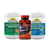 Combo 3 Nature's Way Fish Oil 1000Mg + Vitamin Tổng Hợp Complete Daily Multivitamin + Viên Bổ Khớp Olympian Labs Flex-5