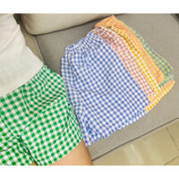 COMBO 3 Quần đùi caro nữ mặc nhà, chất kate cotton thoáng mát ,thời trang