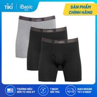 Combo 3 quần lót nam cotton đùi dài iBasic PANM083 - 1 Xám melange đậm 2 Đen - M
