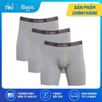Combo 3 quần lót nam cotton đùi dài iBasic PANM083 - 3 Xám melange đậm - XL
