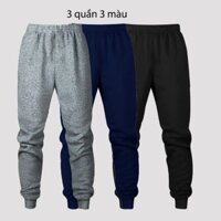Combo 3 quần Quần Thun Nam Ống Suông Dài ,Quần Thể Thao Cao Cấp Vải Loại 1 logo 7 màu Không Nhăn Không Xù màu đen