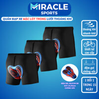 COMBO 3 Quần short đạp xe mặc lót trong GEL 9D chống sốc MIRACLE SPORTS Quần thể thao lưới thoáng khí cho nam nữ đạp xe