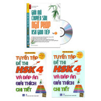 Combo 3 sach Bộ đề tuyên tâp đê thi năng lực Hán Ngữ HSK 4 va đap an giai thich chi tiêt Giai ma chuyên sâu ngư phap HSK giao tiêp tập 1DVD