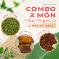COMBO 3 Sản Phẩm [ 100gr Khô Bò Miếng + 100gr Khô Bò Xé Sợi + 200gr Đậu Hà Lan ] KimLinh Food - Đệ Nhất Đồ Ăn Vặt