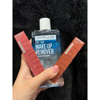 combo 3 sản phẩm: son Superstay Vinyl Ink màu 115 + màu 10 + tẩy trang, tẩy makeup mắt môi Maybelline