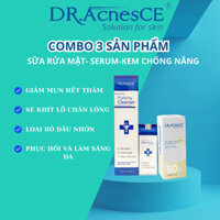 Combo 3 sản phẩm Trị Mụn, Chống Nắng ( sữa rửa mặt 100ml, serum 10-20ml,kem chống nắng 50ml) DR.acnes.CE
