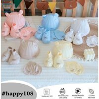 (COMBO 3 SET & COMBO 5 SET)SET MŨ + BAO TAY + BAO CHÂN thun lạnh phong cách HÀN QUỐC, mềm mịn, co giãn cho bé đến 5kg