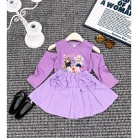 Combo 3 set thun tăm dài tay Labubu cho bé gái 7-15 kg, set áo thu đông + chân váy cho bé