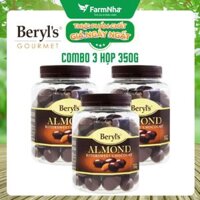 (Combo 3) Sô cô la Beryls 350g Almond Bittersweet - Sôcôla nguyên chất và vị ngọt ngào, thơm béo của bột sữa nguyên kem