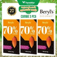 (Combo 3) Sô cô la Beryls No Added Sugar Dark 70% Chocolate 90g : Lựa Chọn Tinh Tế Cho Người Yêu Sô Cô La