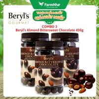 (Combo 3) Sô cô la Beryl's 450g Almond Bittersweet - Sô cô la nguyên chất và vị ngọt ngào, thơm béo của bột sữa nguyên kem