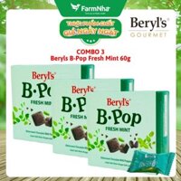 (Combo 3) Socola Beryls B.Pop Fresh Mint 50g - Kẹo nổ Bittersweet Chocolate & Bạc Hà Mát Lạnh