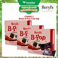 (Combo 3) Socola Beryls B.Pop Cola 50g - Kẹo nổ Bittersweet Chocolate & Coca Mát Lạnh