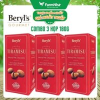 (Combo 3) Socola Tiramisu Almond Milk Chocolate 180g Beryls - Socola sữa hạnh nhân hấp dẫn với bột phô mai mascarpone Ý