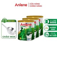 Combo 3 Sữa Bột Anlene Gold 3X Hương Vanilla Hộp Thiếc 800g tặng chảo inox