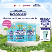 Combo 3 Sữa bột Nanosure Gold cho người già cần cải thiện sức khỏe và xương khớp, dùng được cho người tiểu đường - 900G