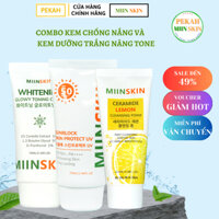 Combo 3 sữa rửa mặt chanh MIINSKIN và kem chống nắng bảo vệ da và kem dưỡng trắng da MIINSKIN 70ML