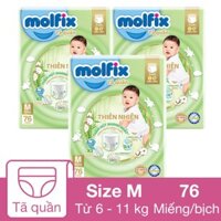 Combo 3 tã quần Molfix thiên nhiên size M 76 miếng/bịch (6 - 11 kg)