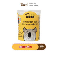 Combo 3 Tăm bông Moby Baby cho bé cỡ nhỏ 100% cotton ngoáy tai trẻ em hộp 150c siêu tiện lợi an toàn