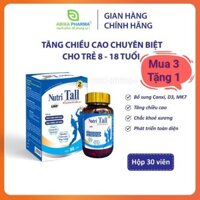 [Combo 3 tặng 1 = 4] Nutri Tall 2Tăng chiều cao chuyên biệt cho trẻ 8-18 tuổi - Bổ sung Canxi Hữu Cơ, Vitamin D3, MK7