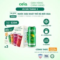 Combo 3 thùng 12 lon nước giải khát thế hệ mới cela mix 4 vị (320ml/lon)