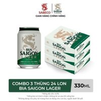 COMBO 3 Thùng 24 lon bia Sài Gòn Lager 330ml