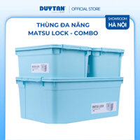 Combo 3 Thùng lưu trữ đa năng Matsu Lock 15L 30L 45L, thùng nhựa đựng đồ, thiết kế hộp có khóa cài then, dễ chồng xếp
