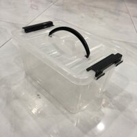 COMBO 3 Thùng Nhựa 5000ml (5 lít) Trong Suốt 28 cm - 20 cm - 14.5 cm- Đựng Đồ Đa Năng có Quai Xách